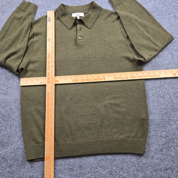 Turnbury Extra Fine Merino Wool Long Sleeve Polo Sweater Mens Size Large- Green - Picture 7 of 7